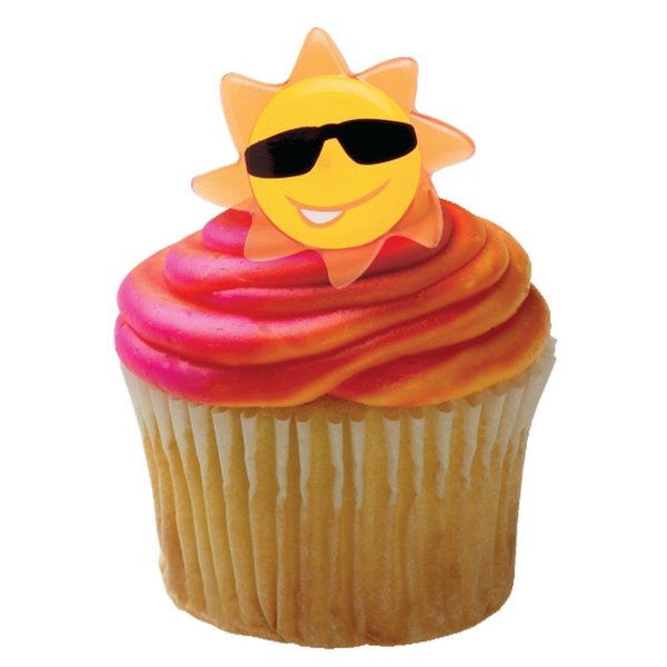 Cakedrake Summer Theme Cake Topper, Sun Face-Cupcake Rings 24/PKG CD-DCP-38179-24/PKG